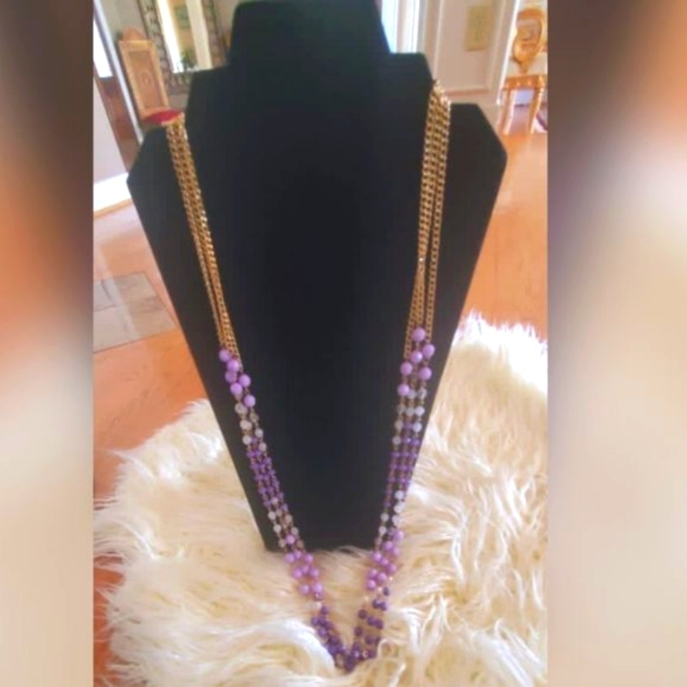 💃 Dazzling Layered Long Bead Chain Necklace.🌴